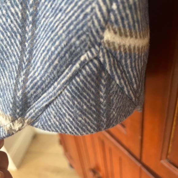 Jason Maxwell Blue & Tan Plaid Button Up Heavyweight Shirt Jacket Size S - Picture 7 of 10